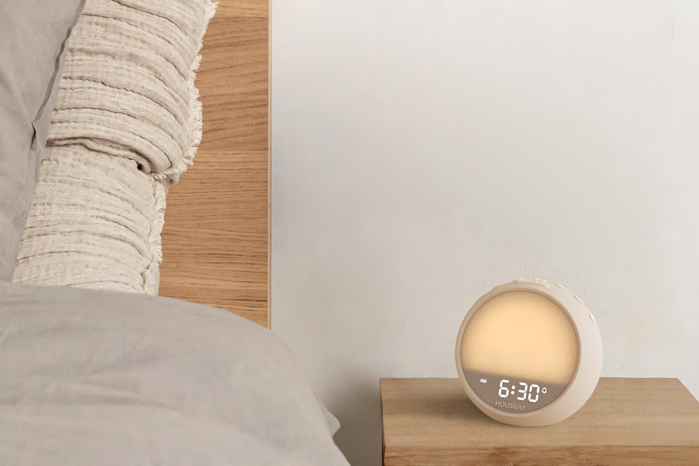 bedroom scene showing Rhythmana MINI gentle sunrise glow