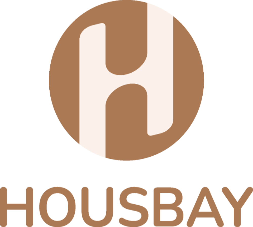 Housbay logo with a brown 'H' on a white background
