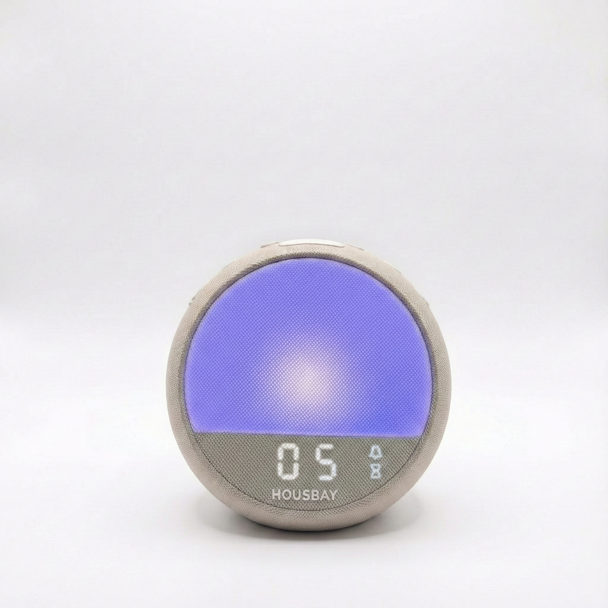 HOUSBAY Mini Awake in Heartbeat Rhythm mode featuring purple light for chronic snoozers and heavy sleepers.