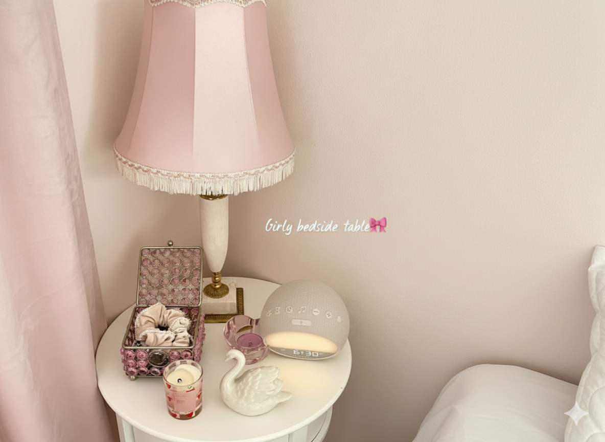 HOUSBAY MINI sunrise alarm clock styled beside a lamp in a home bedside decor scene