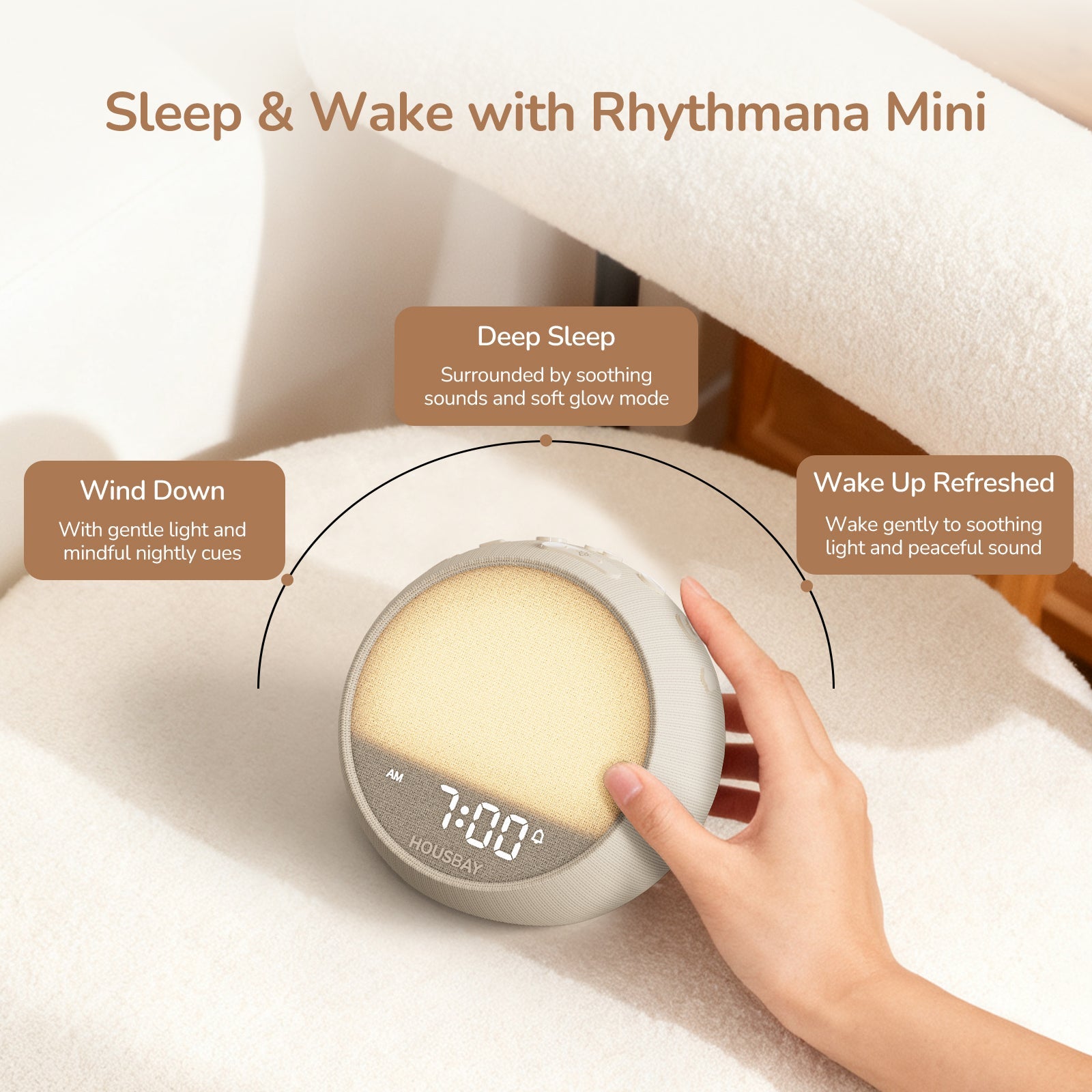 HOUSBAY MINI | Rhythm - Driven Sunrise Alarm Clock & Lo - Fi Sleep Sound Machine - HOUSBAY