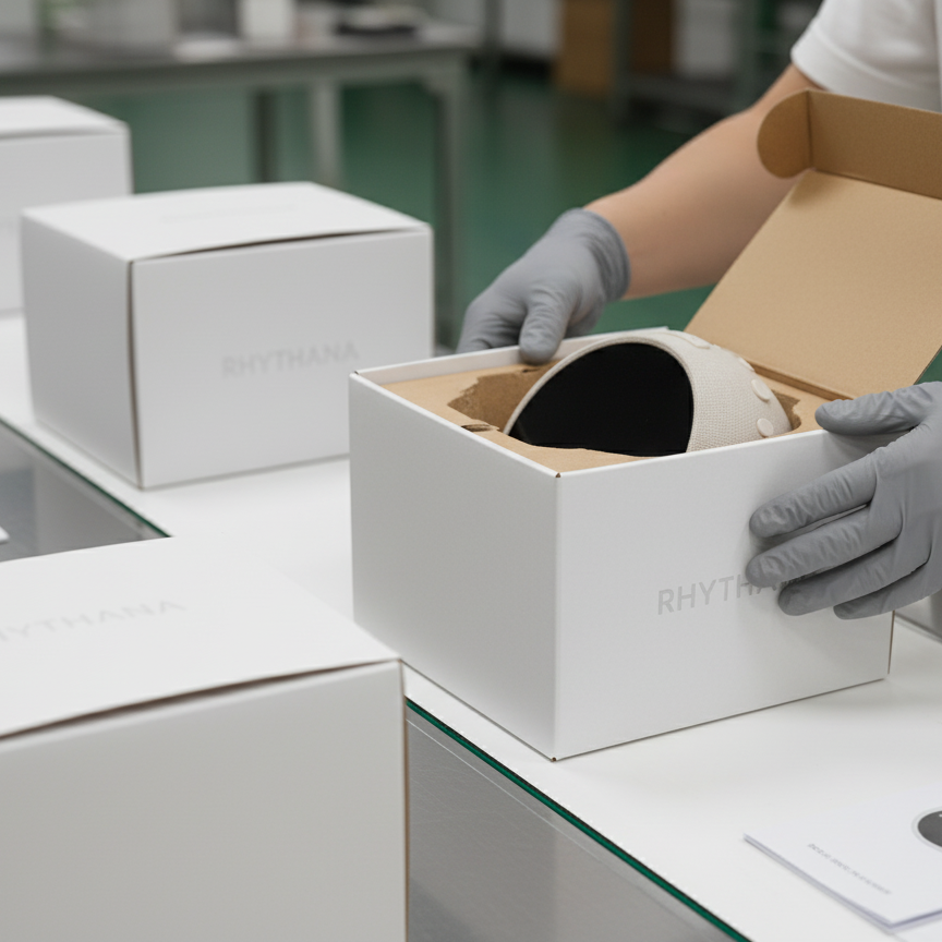 packaging line for Rhythmana MINI sunrise wake light